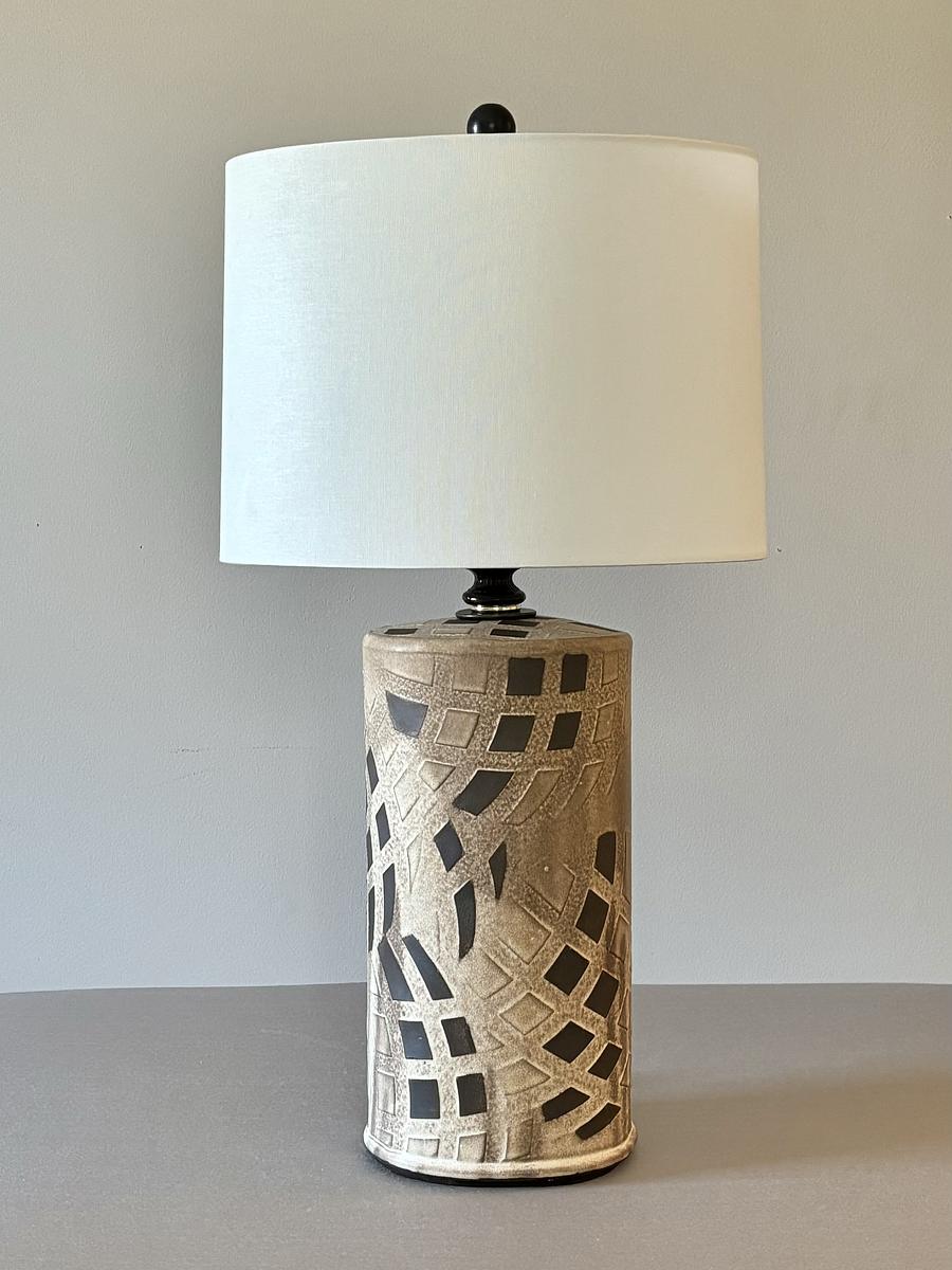American Buffalo 27"x14" oval base and shade.  Handsome lamp ideal as accent piece